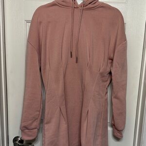 Pink Hooded Sweatshirt Dress